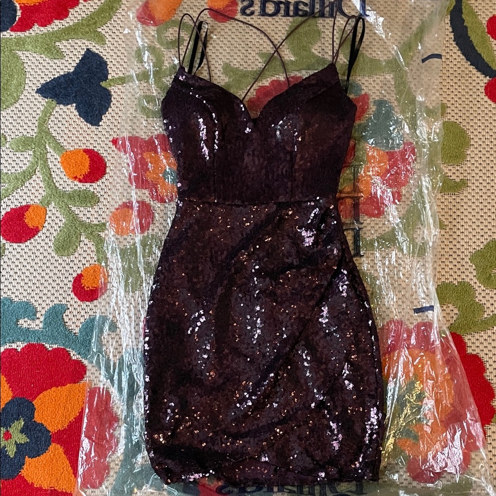 B Darlin Purple Sequin Dress